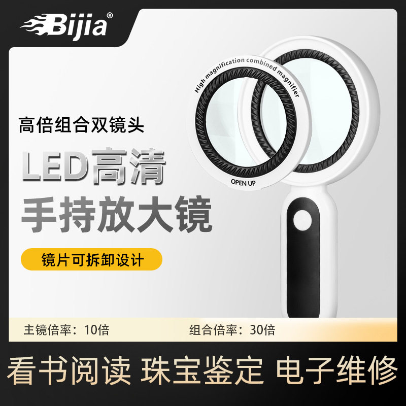 手持高清放大镜10x3双镜