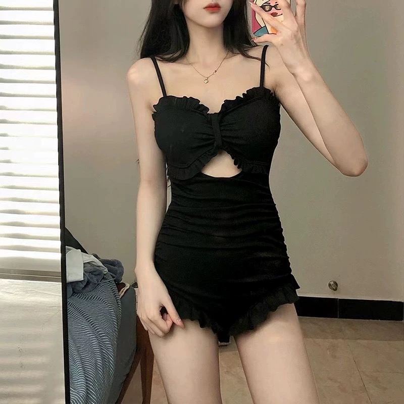 泳衣女高级感夏2025新款显瘦性感小胸聚拢遮肚显瘦连体泡温泉泳装
