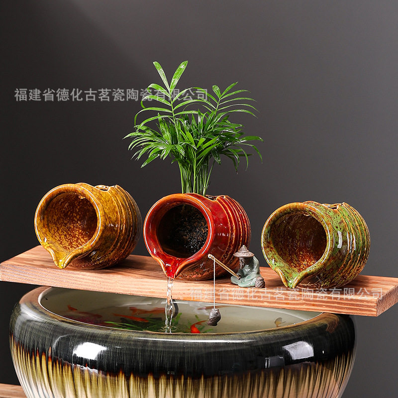 循环流水陶罐生态缸古法