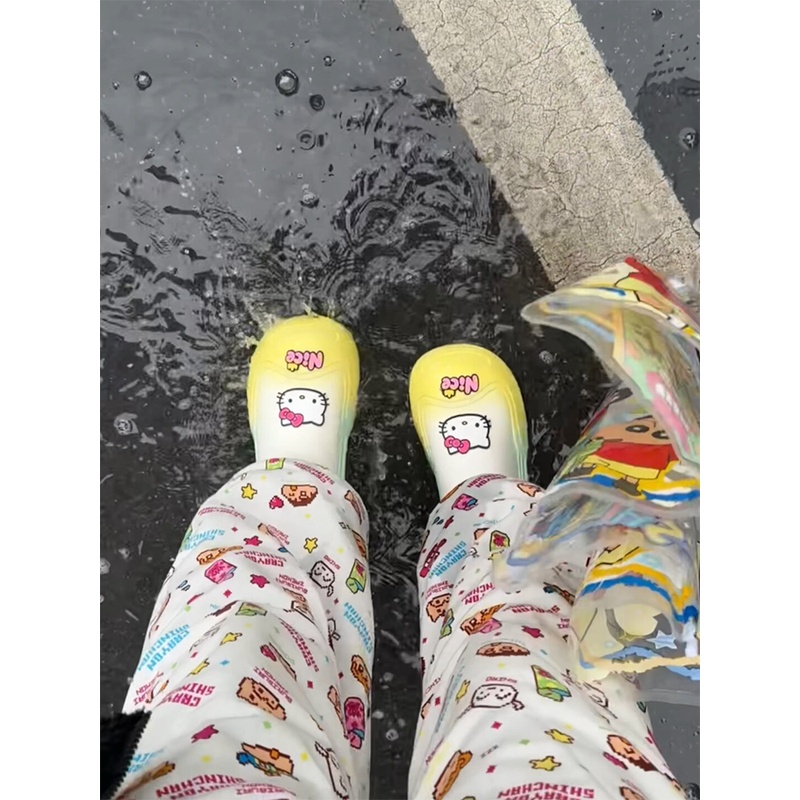 hellokitty雨鞋高颜值雨靴子女款2023新款硅胶防滑水开口笑短筒靴