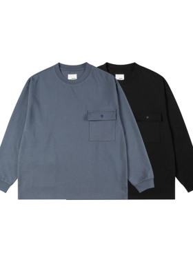 GWDS 23FW 多口袋重磅定织定染400g长袖日系休闲复古秋冬T恤