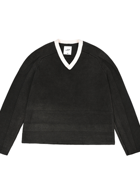 GWDS 水洗拼接炒雪花短宽毛衣