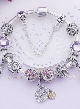 情人节礼物紫水晶手饰小众DIY串珠女士手串民族风紫色花朵手链