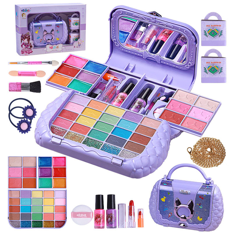 儿童女孩公主彩妆盒化妆品眼影指甲油套装礼盒跨境亚马逊新款玩具
