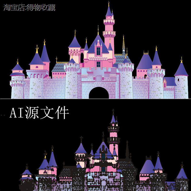 迪士尼睡美人城堡欧洲城堡矢量图浪漫城堡源文件素材ai设计模板