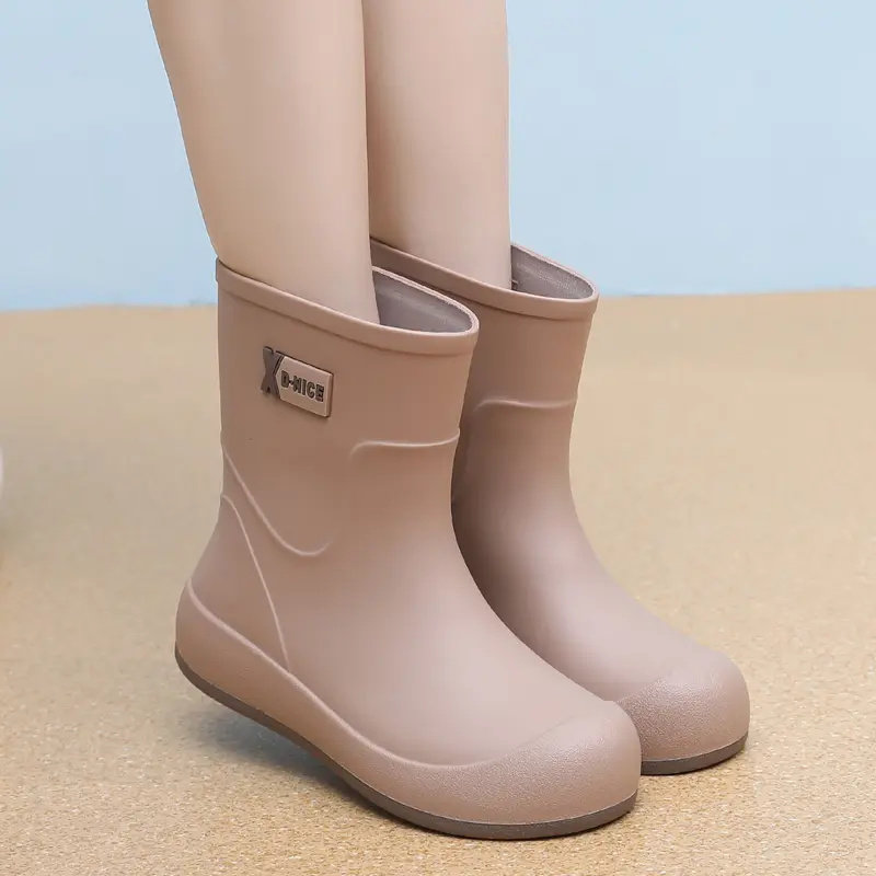 可爱雨鞋成人防滑中筒雨靴加绒可拆卸防水厨房工作鞋女款时尚水鞋