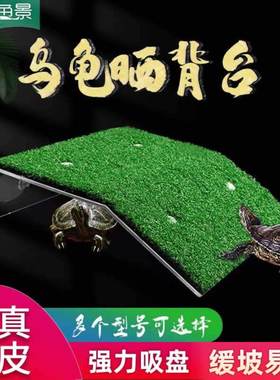 乌龟浮台休息鱼缸深水晒背台仿真水草爬台吸盘固定挂式浮岛装饰