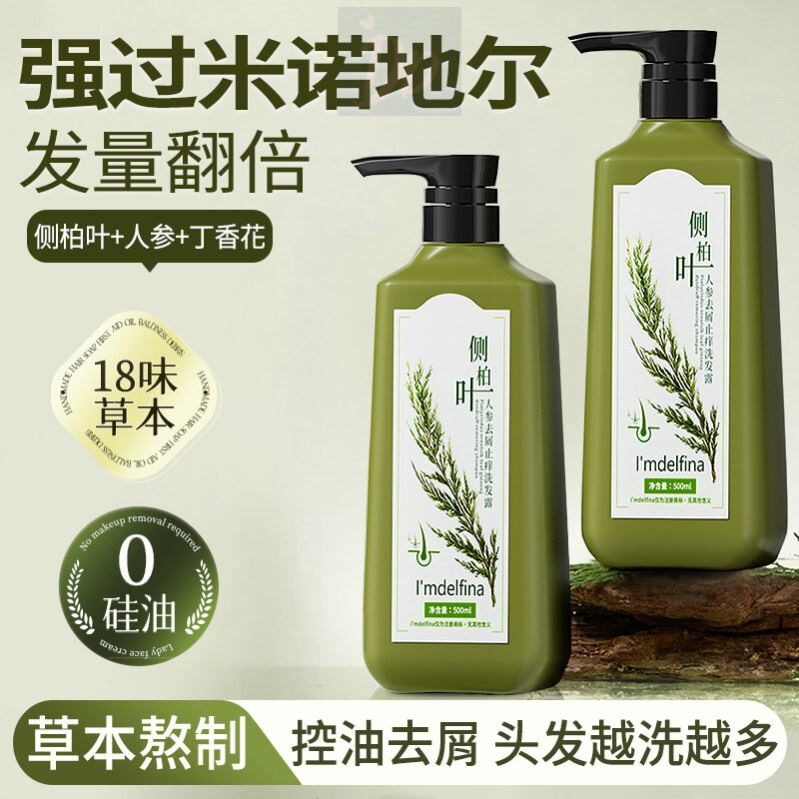 侧柏叶洗发水生姜人参控油蓬松防脱去屑止痒清爽洗头膏露官方正品