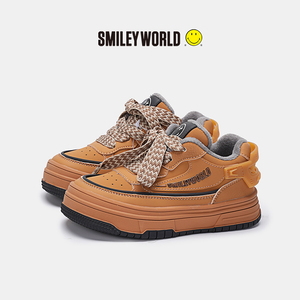 SMILEYWORLD笑脸童鞋2024秋冬季高帮加绒板鞋时尚百搭保暖童鞋潮