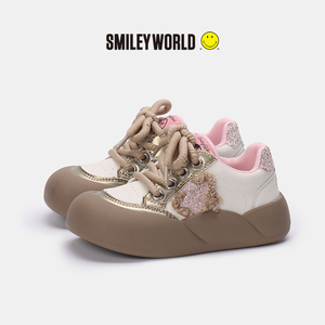 SMILEYWORLD笑脸板鞋2024秋季新款童鞋男女童韩版百搭厚底休闲鞋