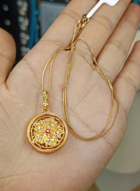 4071-18K金可转动“时来运转好运连连”罗盘蛇骨项链，2cm，40cm