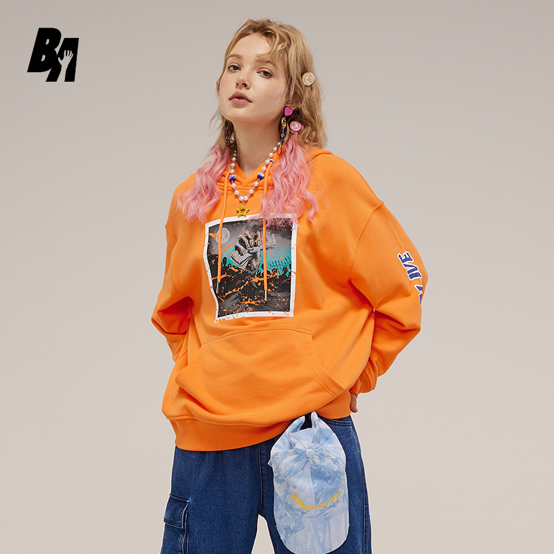 BA字母印花休闲百搭工装潮流长袖高级感卫衣