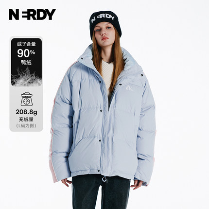 NERDY2024冬装新款保暖面包服情侣同款宽松休闲立领短款羽绒服女