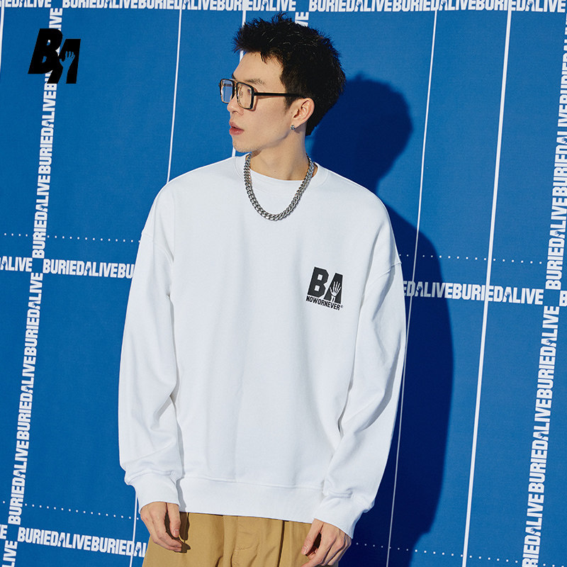 BA美式字母印花百搭长袖宽松圆领休闲卫衣