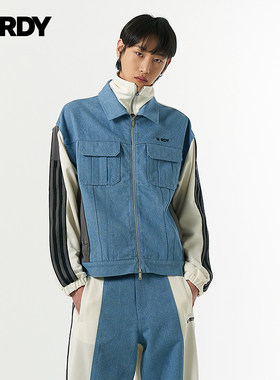 NERDY早秋新款2024情侣拼接牛仔休闲运动套装女士短款外套半身裙