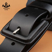 防无金属过敏皮带真皮宽腰带皮针扣休闲百搭裤 带加长牛皮潮男青年