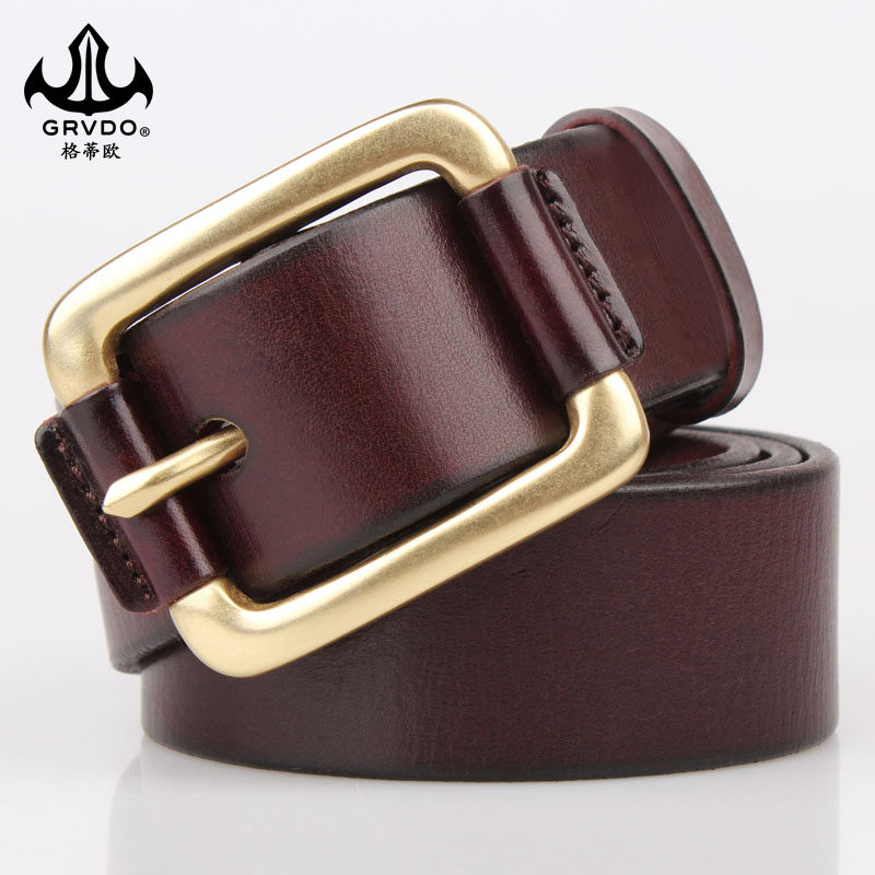 纯铜针扣头层牛皮男士皮带真皮加长宽腰带青年潮休闲裤带大码百搭