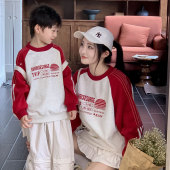 一家三口四口母子炸街韩版 2026新款 亲子装 卫衣不一样 母女春秋款