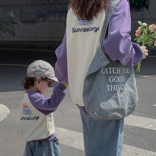 高级感亲子装一家四口新款卫衣