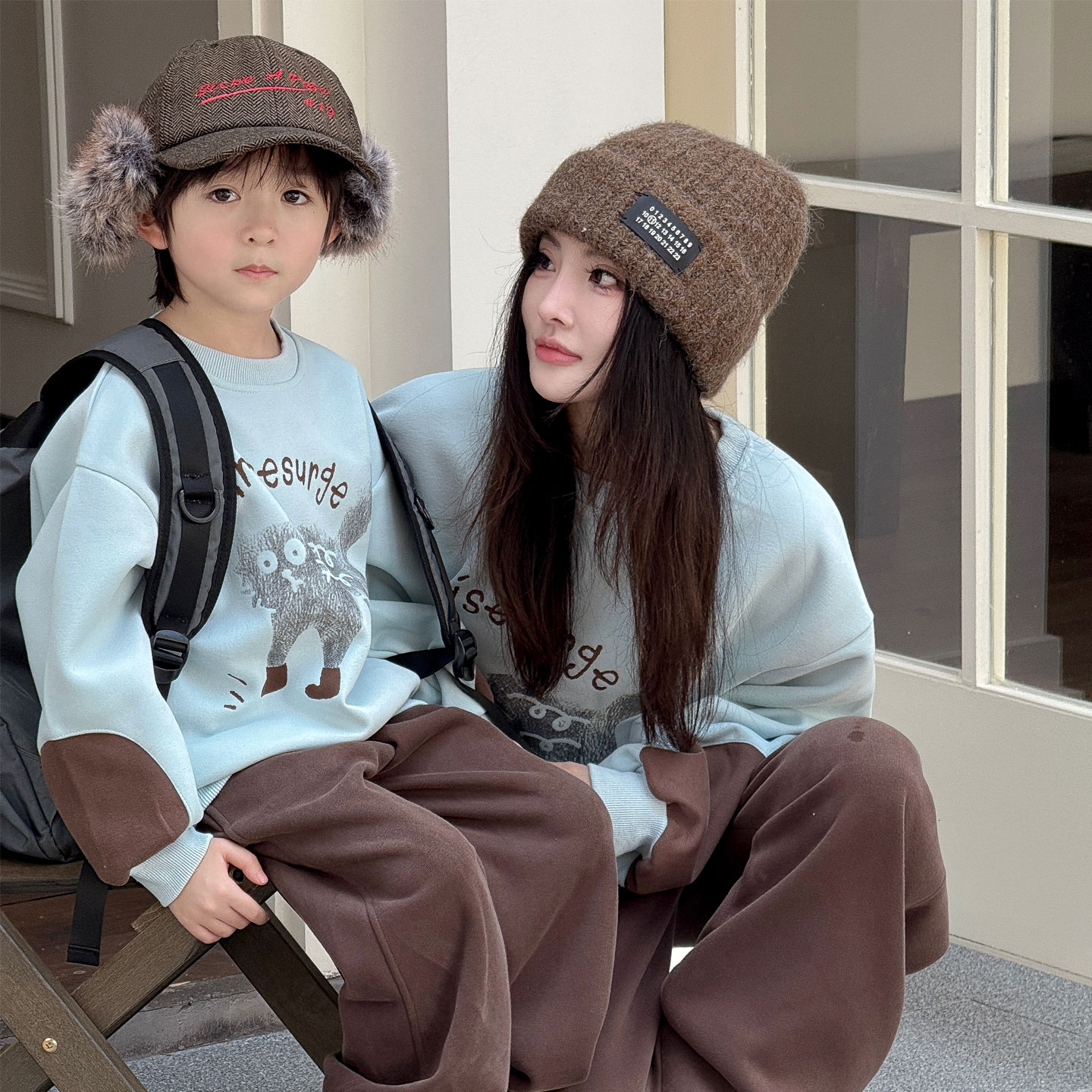 可爱韩版亲子装一家三口四口秋冬装2025新款母女母子卫衣家庭装