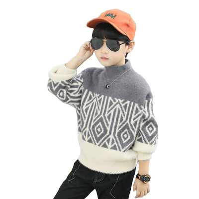 男童水貂绒毛衣中大童韩版宽松