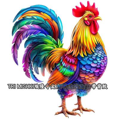 新款五彩神气大公鸡创意贴纸汽车摩托车划痕贴纸厨房冰箱防水贴