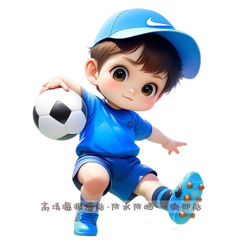 活力足球少年儿童房装饰墙贴蓝衣服男孩个性防水贴纸汽车贴花壁纸