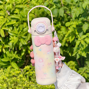 高颜值保温杯女生304不锈钢水杯学生专用大容量便携可爱吸管杯子