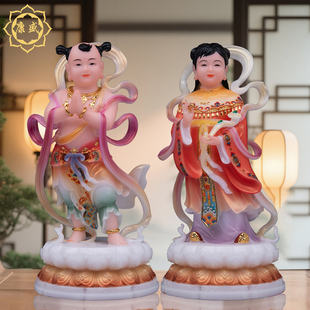 金童玉女神像童男童女善财童子龙女观音菩萨左右童男童女佛像摆件