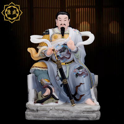 玄天上帝神像汉白玉家用摆件