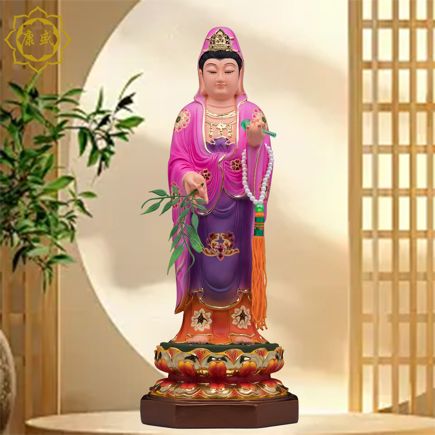 观音菩萨佛像南海观世音菩萨站莲观音佛像树脂寺庙家用供奉摆件