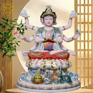 君神像汉白玉家用供奉斗母斗姥星君中式 康盛斗姆元 摆件实心重体