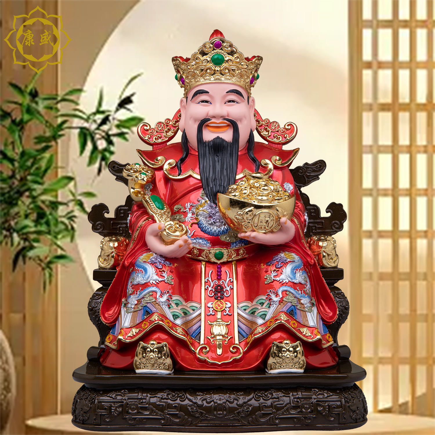 财神爷神像树脂比干如意元宝财神招财进宝商铺开业礼品摆件客厅