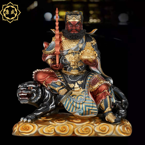 带骑武财神赵公明神像骑虎中路财神赵元帅像体家用供奉摆件新品