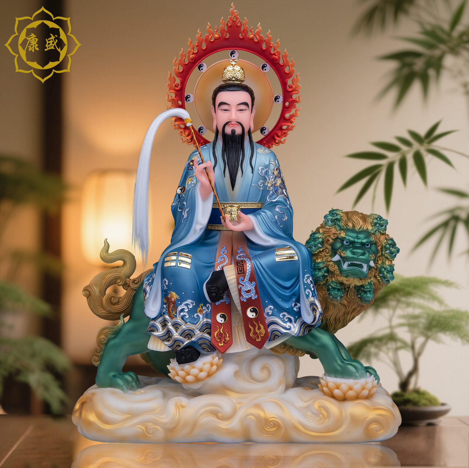 九头狮太乙救苦天尊神像汉白玉坐骑太乙真人神像家用桌面供奉摆件