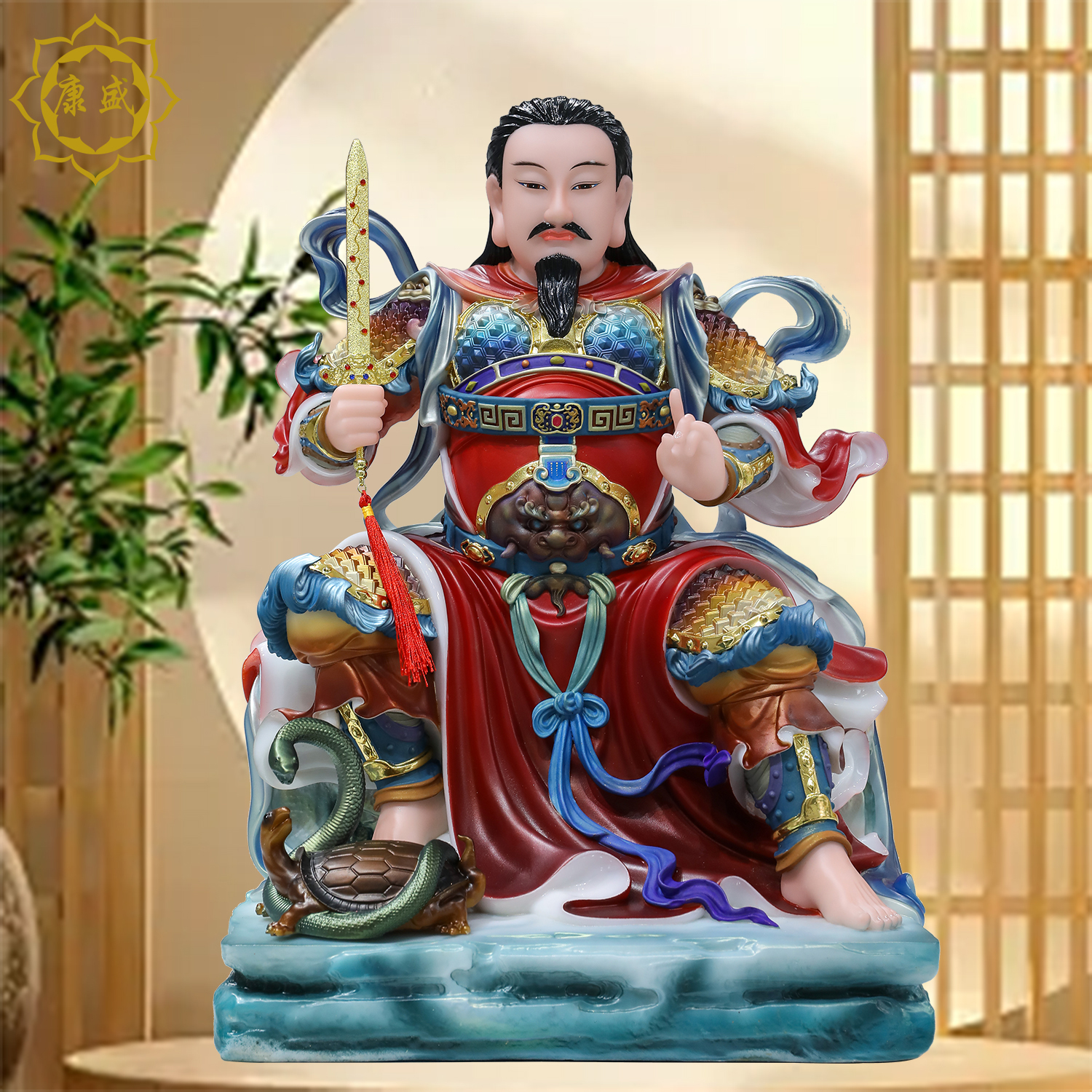 真武大帝神像汉白玉玄天上帝公玄武大帝像家用供奉摆件