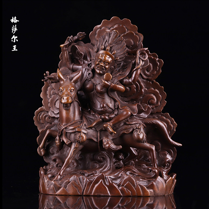 吉祥天母扎卡骑马像家用摆件铜