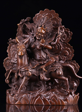 吉祥天母扎卡骑马像家用摆件铜