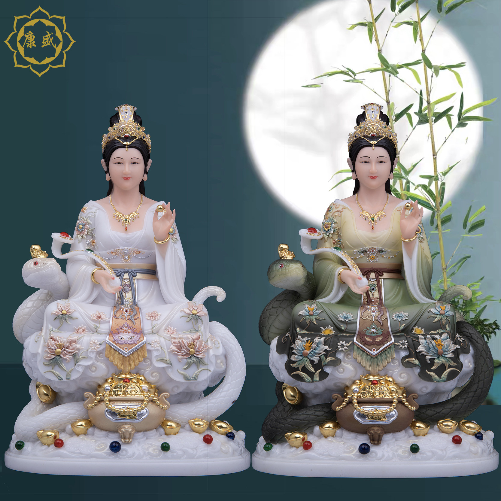 蛇家娘娘神像蟒家娘娘像女娲娘娘白色青蛇柳蛇真身家用供奉摆件