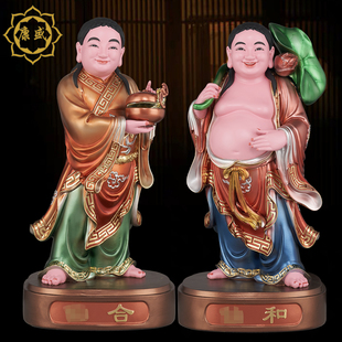 和合二圣神像树脂佛像雕像家用供奉摆件合和2二圣结新婚工艺礼品