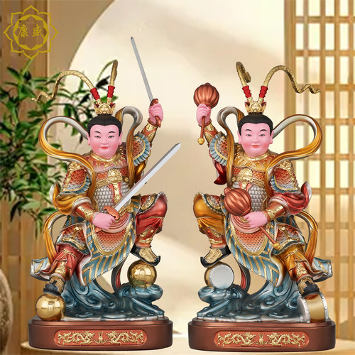 金吒木吒神像哪吒三太子树脂哪吒金吒木吒三兄弟家用供奉摆件