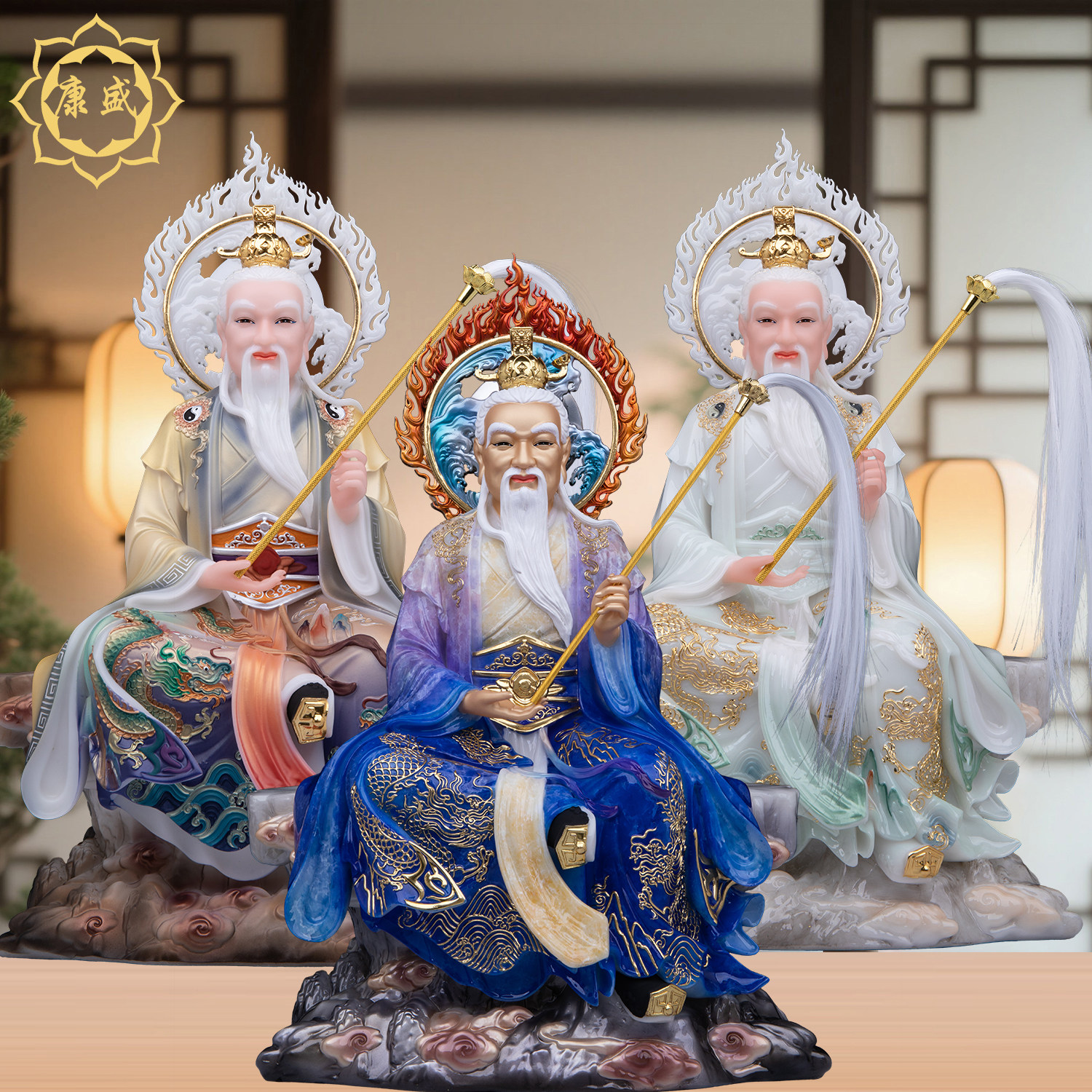 太上老君神像汉白玉三清道祖道德天尊坐山石太上老君家用供奉摆件