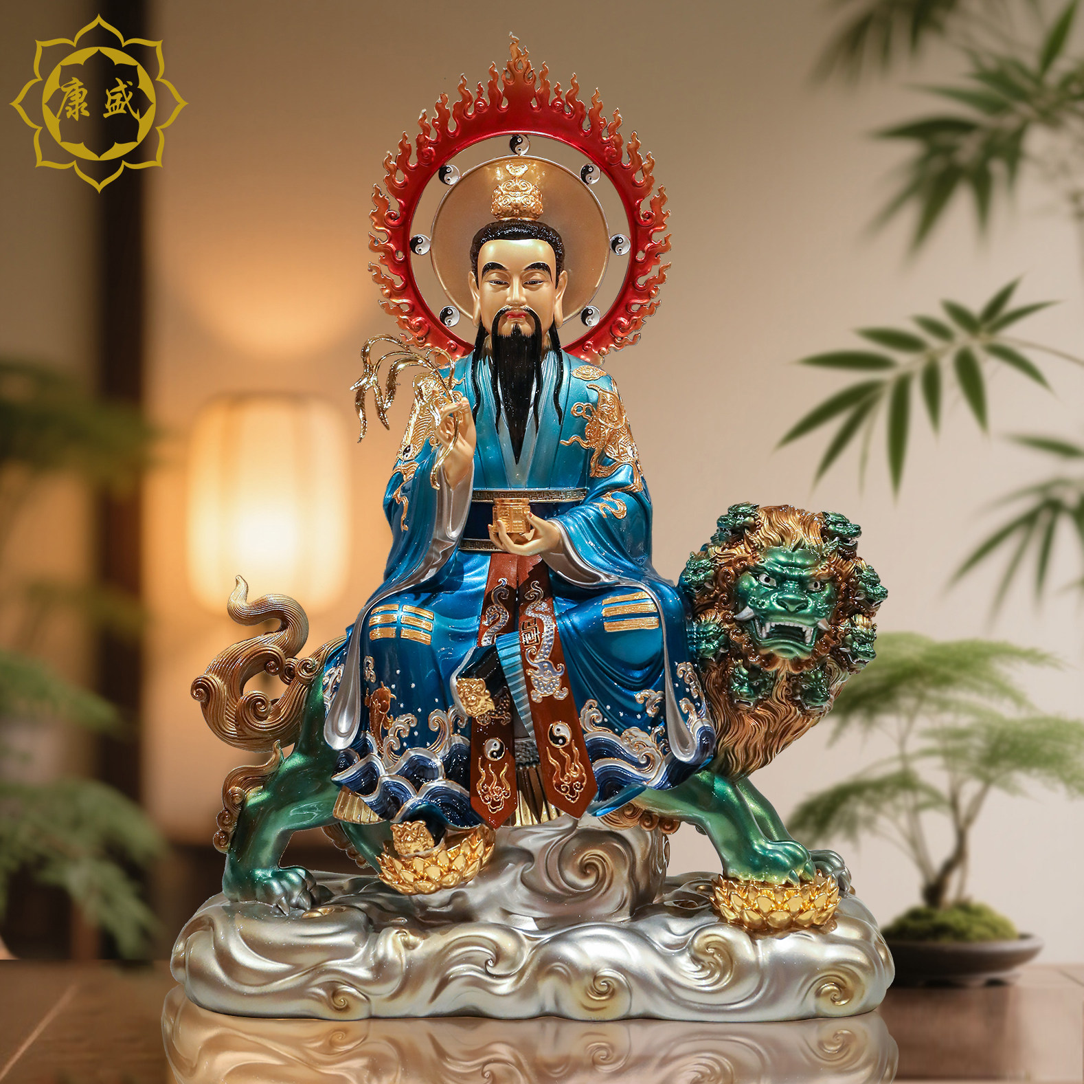九头狮太乙救苦天尊神像铜彩坐骑太乙真人神像家用桌面供奉摆件