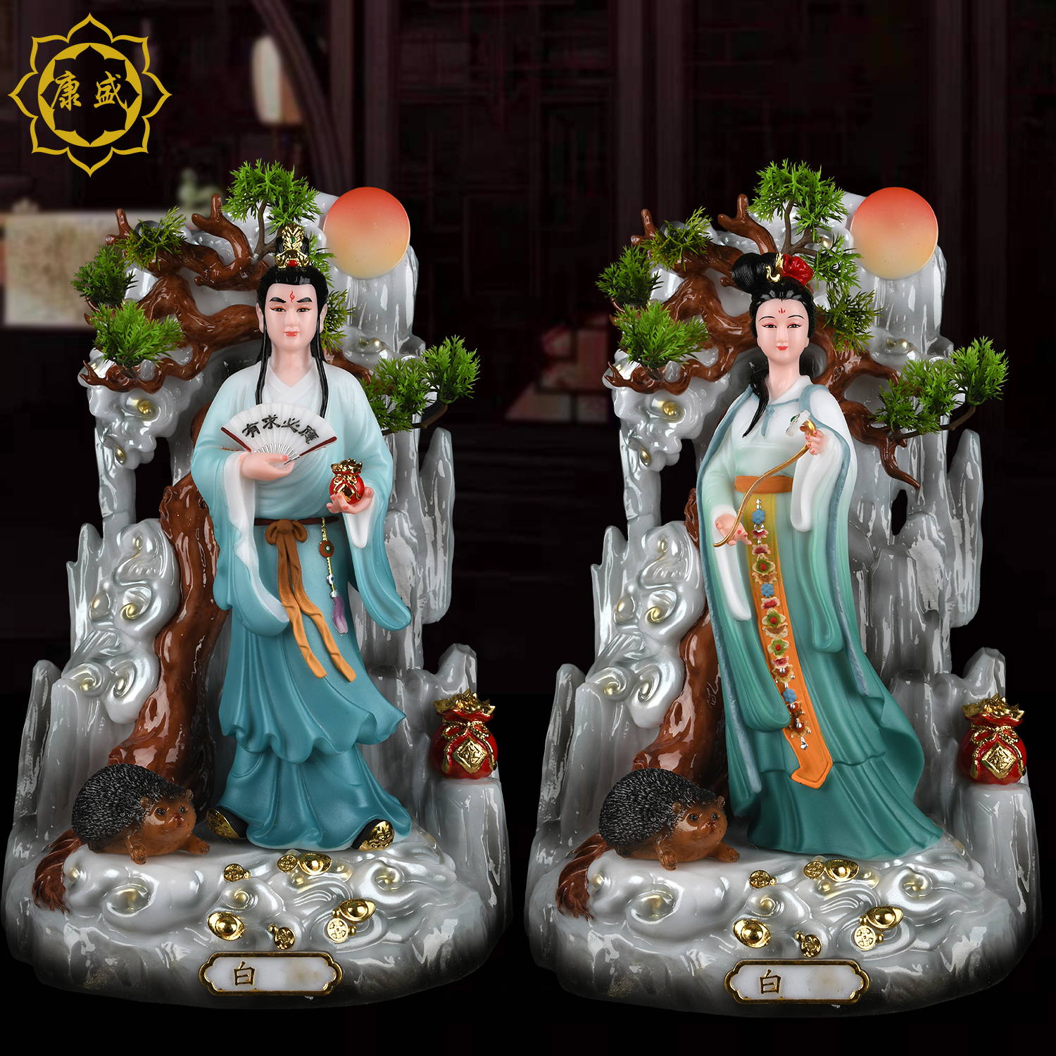 狐黄白柳灰常蟒神像汉白玉摆件