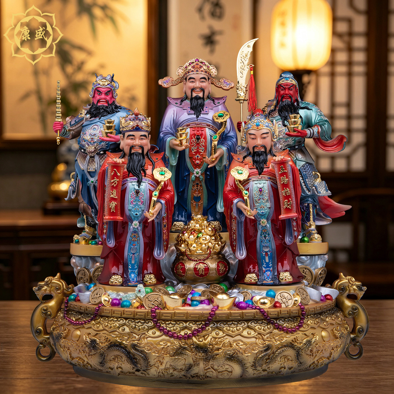 五路财神爷像汉白玉大五路财神文财神像公司供奉开业店铺前台摆件