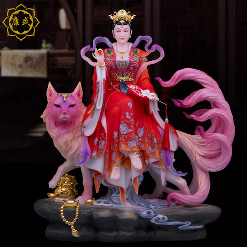 九尾狐像汉白玉家用摆件