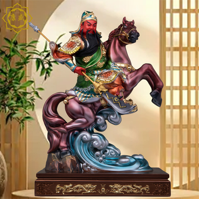 关公神像家用供奉骑马关二爷武财神关圣帝君像关羽关帝圣君摆件