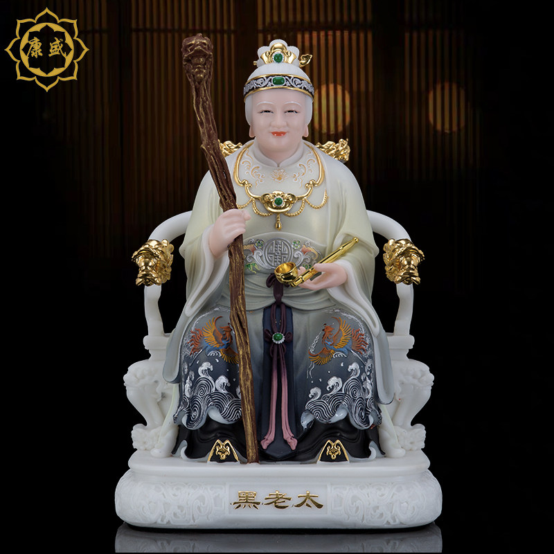 黑老太太神像黑妈妈佛像东北四大家族铁刹山像汉白玉居家摆件