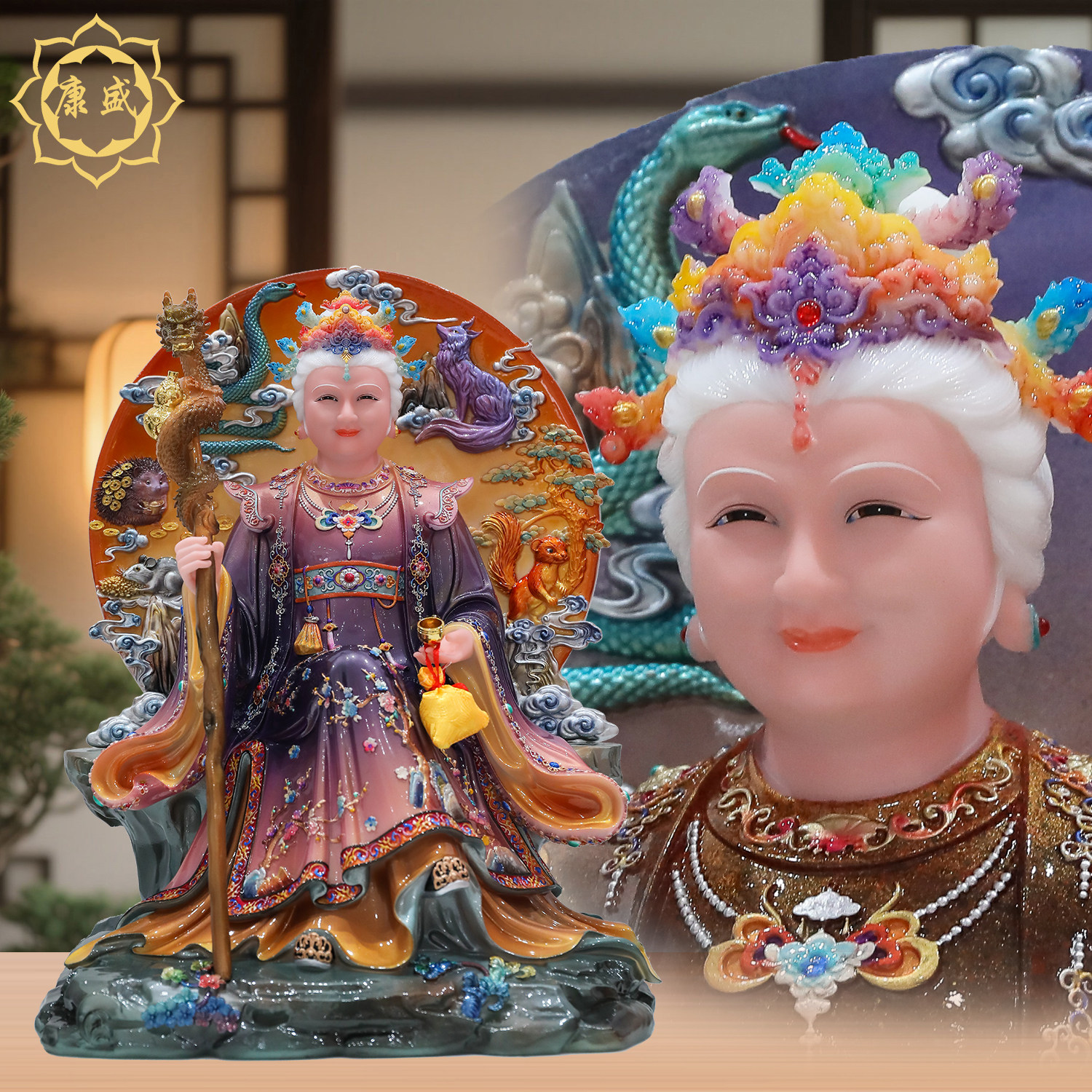 黑老太太神像黑妈妈像体真身汉白玉堂口四大家族铁刹山供奉摆件