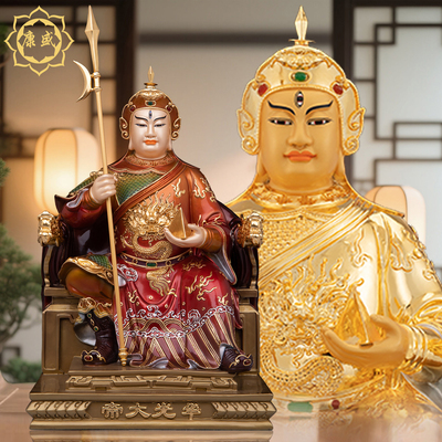 台湾铜鎏金华光大帝神像家用供奉三眼马王爷马元帅马天君像体摆件